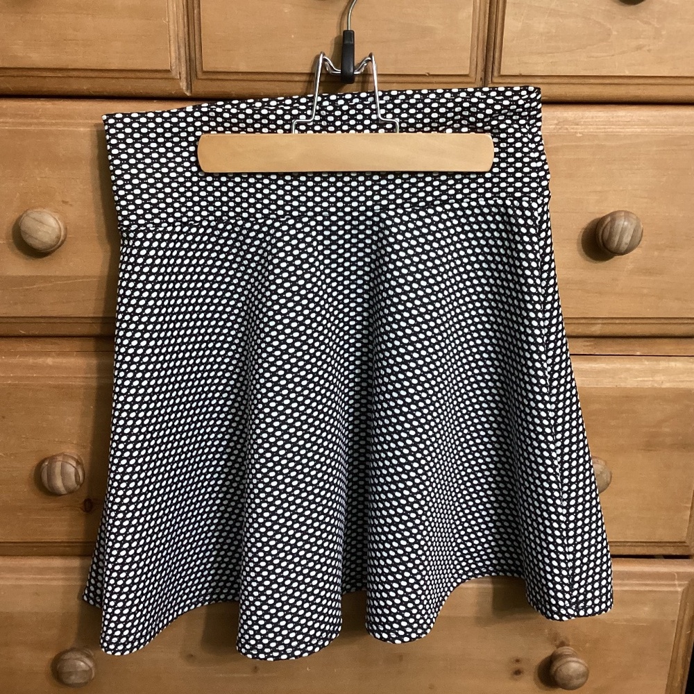 Kirra black and white polka dot fit and flare skater skirt M